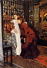 James Jacques Joseph Tissot Paintings - YOUNG WOMEN LOOKING AT JAPANESE OBJECTS by James Jacques Joseph Tissot